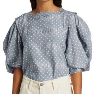 Rachel Comey Vestry Puff Sleeve Top In Light Blue, Size 0 $99.00